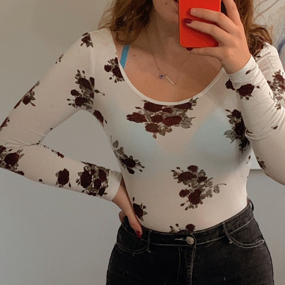 💜Floral garage body suit